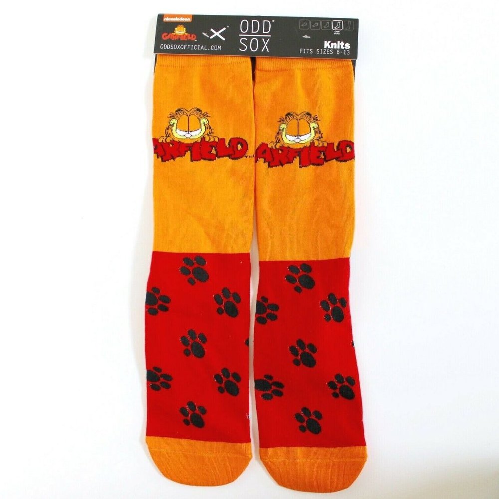 Odd Sox Nickelodeon Garfield Cartoon Novelty Knits Crew Socks